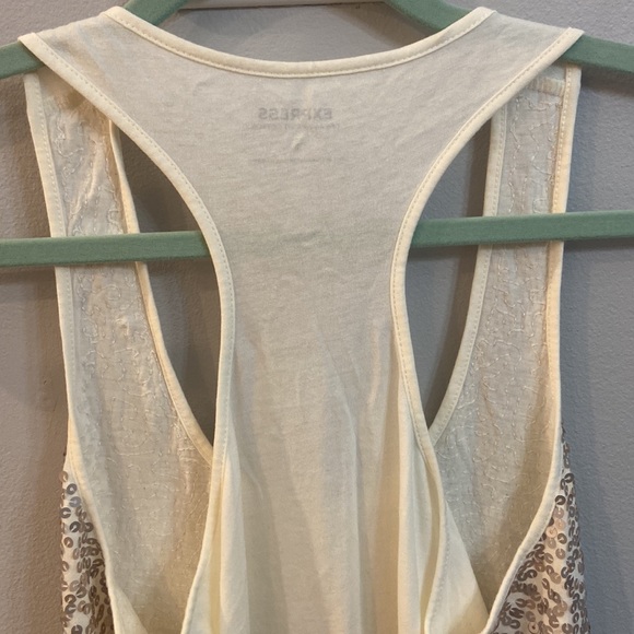 Express Champagne Sequined Razorback Tank - Picture 3 of 7